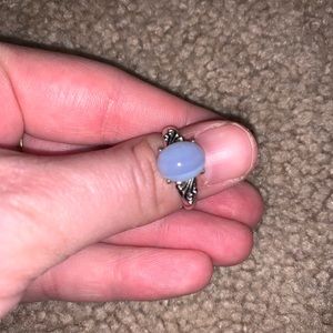 Blue Lace Agate Crystal Adjustable Ring